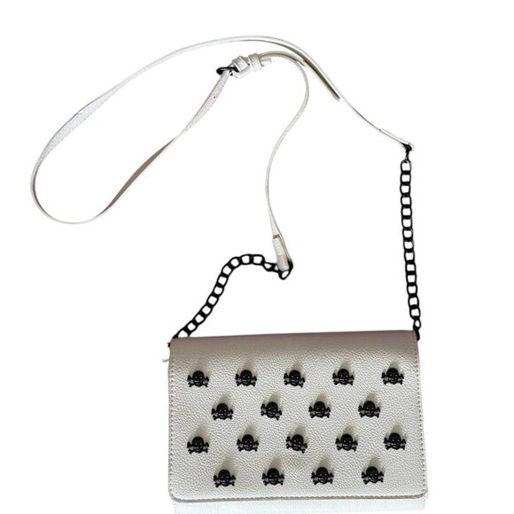 Betsey Johnson White And Black Skull Embellished Crossbody Bag - Picture 1 of 7